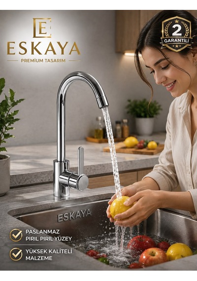 Eshome Valor Lüx Premium Mutfak Bataryası krom
