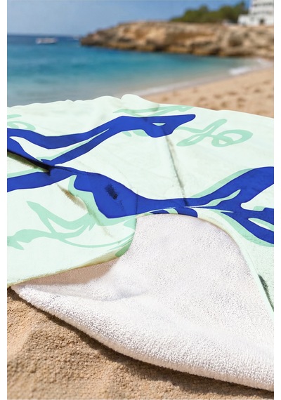 Çapa Marine Mint Plaj Havlusu - Akdeniz Modern Lacivert Turkuaz Hızlı Kuruyan Mikrofiber Havlu Çok Renkli