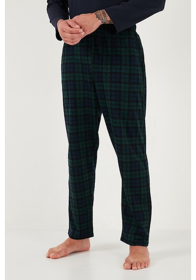 Buratti Pamuklu Regular Fit Bisiklet Yaka Ekoseli Erkek Pijama Takımı 6574001 Lacivert