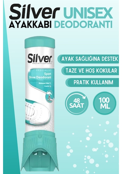 Silver Ayakkabı Deodorantı Koku  Önleyici Sprey Fresh Up 100ml Renksiz