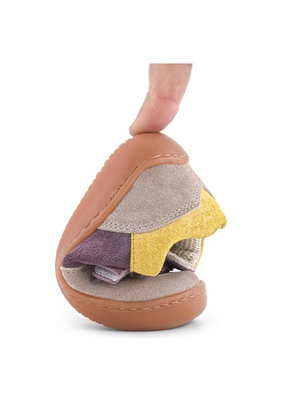 Rakerplus Bob Hakiki Deri Vizon Sarı Barefoot Cırtlı Lastikli Bebek Sneaker Ayakkabı Kahverengi