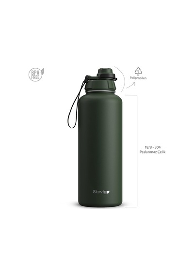 1 Hand Leak-proof Sızdırmaz Çelik Termos 1500 Mililitre Green St-252 Çok Renkli