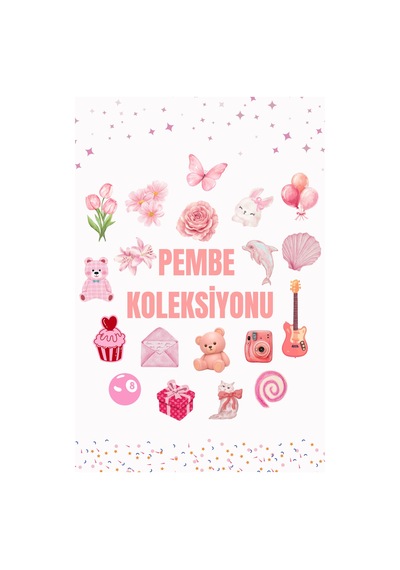 Pembe Estetik Sticker Seti Laptop Telefon Defter Kupa Valiz Stickerları Vintage Çıkartma Çok Renkli