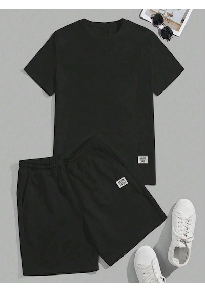 Never Life T-shirt Şort - Siyah Alt Üst Kombin Şort Tişört Takım Baskılı Oversize Bisiklet Yaka Siyah Never Life T-shirt Şort - Siyah Alt Üst Kombin Şort Tişört Takım Baskılı Oversize Bisiklet Yaka Siyah