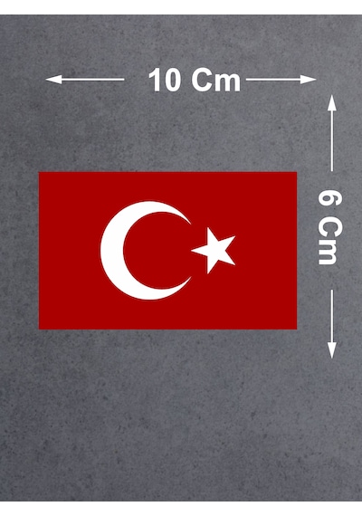 Türk Bayrağı Sticker - 2 Adet Araba Oto Motosiklet Karavan Cam Sticker - 00068 10X6 Cm