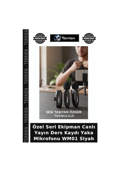 Özel Seri Ekipman Canlı Yayın Ders Kaydı Yaka Mikrofonu Wm01 Siyah