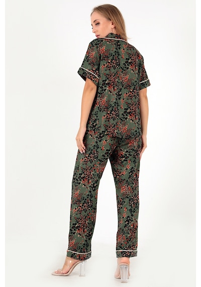 Doremi Desenli Kısa Kollu Kadın Pijama Takım Yeşil-l-xl Yeşil