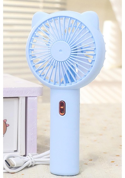 3 Modlu Şarjlı El Fanı 3 Kademe Seyahat Masaüstü Vantilatör Taşınabilir Mini Fan Mavi F136
