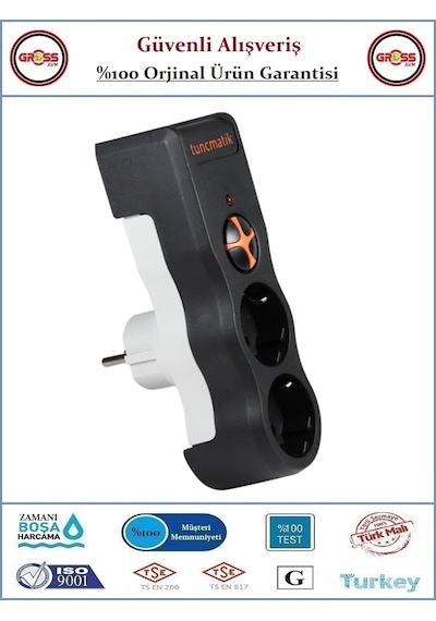 Tunçmatik Powersurge2 Akım Korumalı Priz - İkili 1050 Joule - Siyah Yok