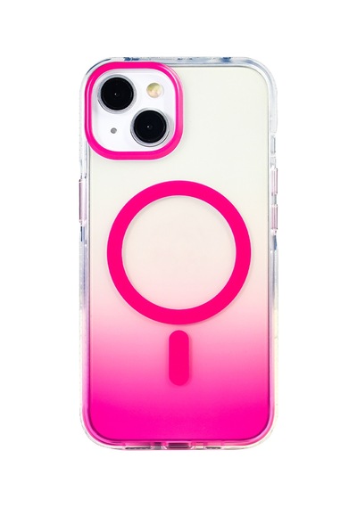 Zore İphone 13 Kılıf M-safe Şarj Özellikli Transparan Renk Geçişli Nvth Toros Kapak - Rose Pembe