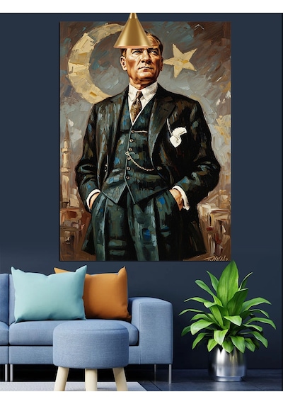Şık Takım Elbisesiyle Atatürk Dekoratif Kanvas - Mdf Ahşap Tablo