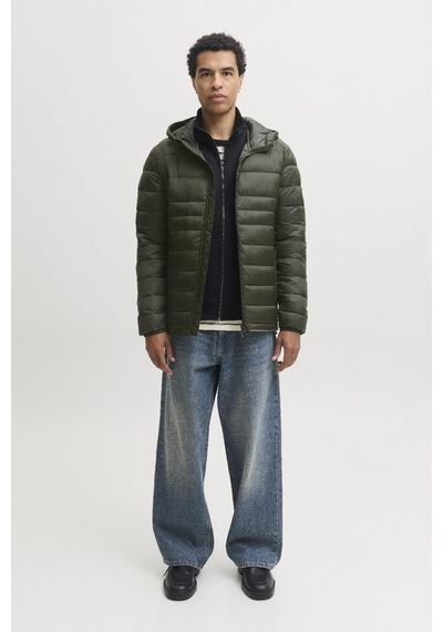 Jack & Jones Jjekıngsley Erkek Kapüşonlu Hafif Şişme Mont Puffer Günlük Rahat Haki