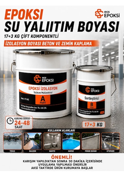 Su Yalıtım Boyası 20 Kg Çift Komponentli İzolasyon Boyası Beton ve Zemin Kaplama