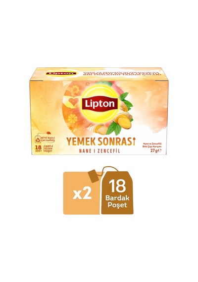 Lipton Yemek Sonrası Nane Ve Zencefil Bitki Çayı Karışımı 18li X 2 Adet
