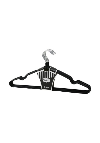 Siyah 10pcs Silikon Kaplamalı Metal Elbise Askısı 4741 Altın - Krom