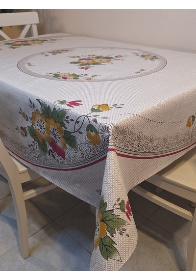 Dora Pano Elyaf Tabanlı Pvc Muşamba - Desenli Silinebilir 140 X 140 Hazır Masa Örtüsü Pembe