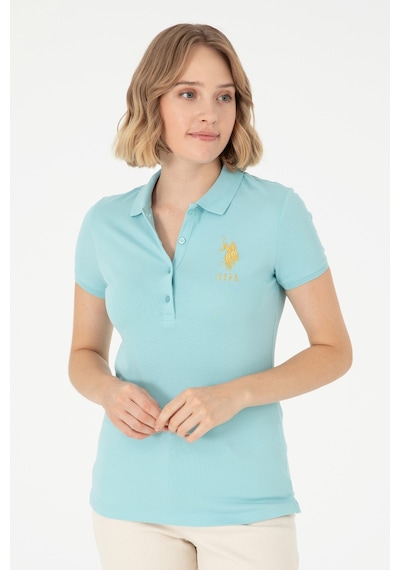 U.S. Polo Assn. Kadın Su Yeşili Basic Polo Yaka Tişört 50280071-VR083