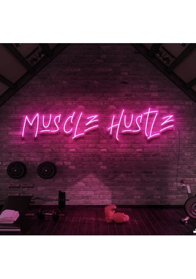 Muscle Hustle Yazılı Neon Tabela Pembe