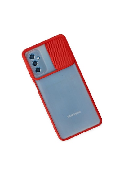 Ilkeshop Newface Samsung Galaxy Uyumlu M52 5g Kılıf Palm Buzlu Kamera Sürgülü Silikon - Kırmızı