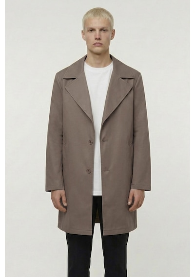 Sabri Özel Erkek Kahve Geniş Kesim Oversize Fit Pamuklu Dokuma Yan Cepli Orta Boy Ceket Yaka Trençkot Kahverengi Sabri Özel Erkek Kahve Geniş Kesim Oversize Fit Pamuklu Dokuma Yan Cepli Orta Boy Ceket Yaka Trençkot Kahverengi