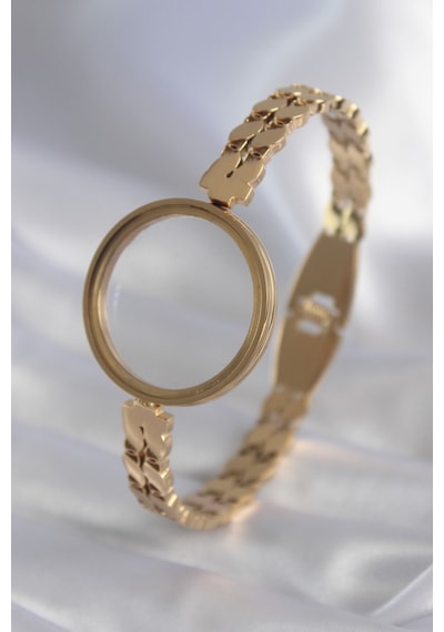 Ezoconcept 316l Çelik Gold Renk Arpa İşleme Açılabilir Fanus Model Kadın Kelepçe Altın