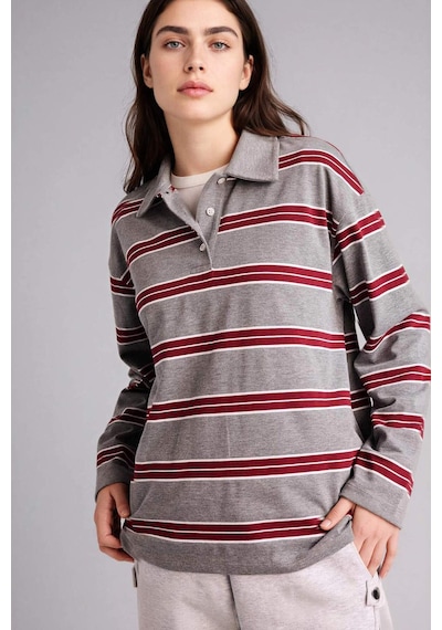 Defacto Loose Fıt Çizgili Sweatshirt G9469ax26spgr256 Gri-gr256