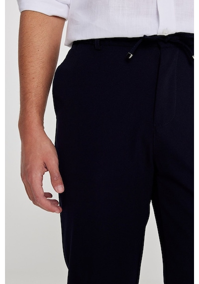 AC&Co / Altınyıldız Classics Erkek Lacı Slim Fit Dar Kesim Beli Bağlamalı Çizgili Yan Cepli Casual Jogger Pantolon Lacı