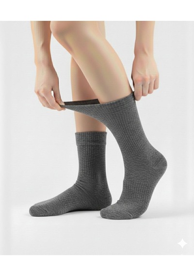 Ozzy Socks Kadın 4 Çift Bambu Lastiksiz Sıkmayan Diabetik Bilek Çorap Antrasit