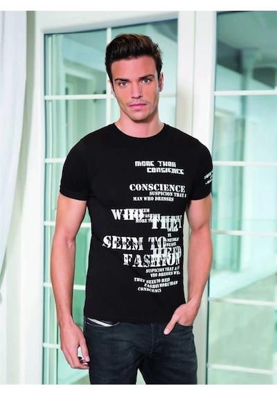 Alfa Aksesuar 03 Berrak Erkek Yazı Baskılı T-shirt 1046 Beyaz L