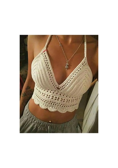 Kırık Beyaz El Örgüsü Crop Büstiyer Bikini Üstü Sık Iğne Iç Göstermez Xs Beden Yaz Modası Hijyenik Ürün Olması Sebebiyle Kabul Edilmemektedir