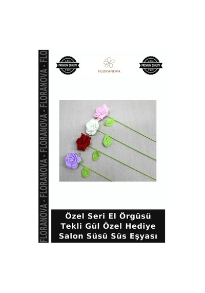 Özel Seri El Örgüsü Tekli Gül Özel Hediye Salon Süsü Süs Eşyası Çok Renkli