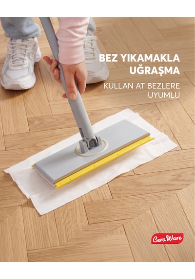 Home Care Pratica Click Mop Set El Değmeden Bez Tak Çıkar Kullan At ve Tüm Bezlerle Uyumlu
