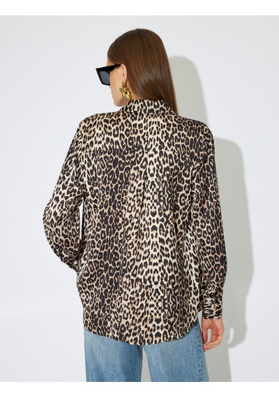 Koton Leopar Saten Gömlek Uzun Kollu Kahverengi Desenli 5wak60055ew Kahverengi Desenli Koton Leopar Saten Gömlek Uzun Kollu Kahverengi Desenli 5wak60055ew Kahverengi Desenli