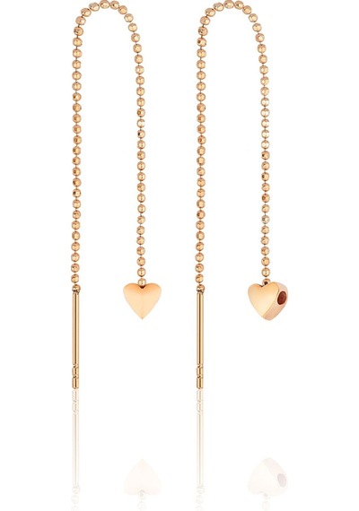 Azuris Silver Azuris 925k Gümüş Sıralı Top Zincir Mini Kalp Küpe Rose Gold