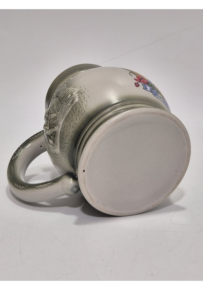 Vintage Tankart Hasat Zamanı Temalı Alman Seramik Bira Bardağı 13,5cm