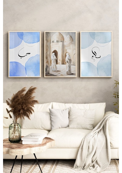 Hat Sanatı Ve Doğu Esintili 3 Lü Mdf Çerçeveli Tablo Crv1219 23 X 32