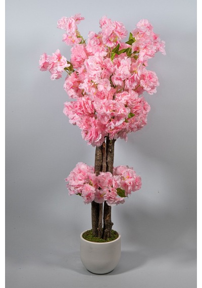 Yapay Çiçekçiniz Beyaz Saksıda 100 Cm Bahar Dalı Ağacı pembe