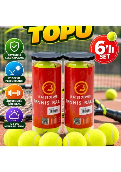 6 Lı Tenis Topu Seti Dayanıklı Keçe Kaplama Antrenman Topları