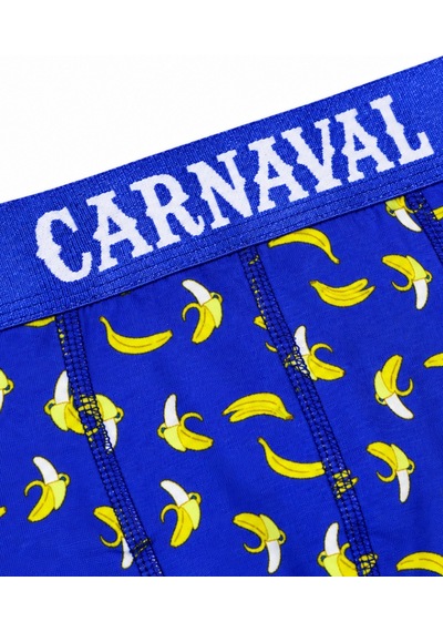 Carnaval Socks Muz Desenli Erkek Boxer Pamuklu Likralı Parlak Lastikli Kutulu Saks Mavi Çoklu