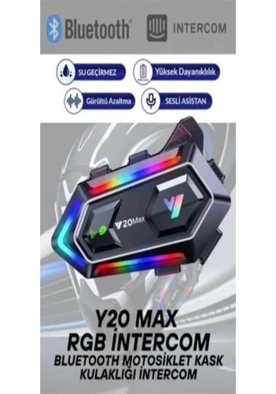 V20 Bluetooth 5.0 Motosiklet Kask Kulaklık Intercom Işıklı, Gürültü Engelleme, Uzun Pil