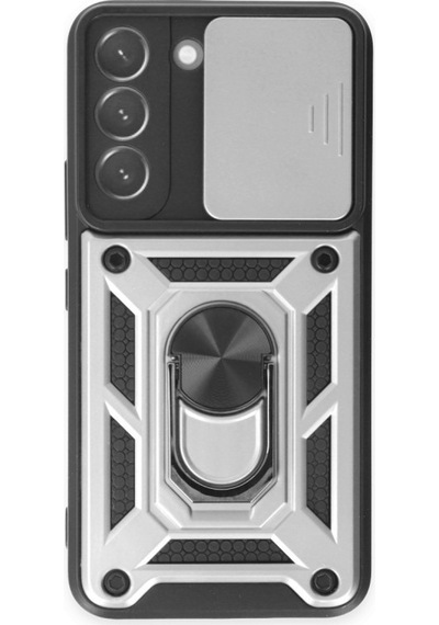 Newface Samsung Uyumlu Galaxy S24 Kılıf Pars Lens Yüzüklü Silikon - Gümüş Gümüş