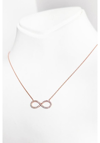 Full Taşlı Sonsuzluk Gümüş Kolyesi Rose Gold