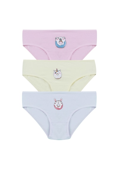 Koza İç Giyim Kız Çocuk 3'lü Penguen Desenli Slip 1050 Mavi