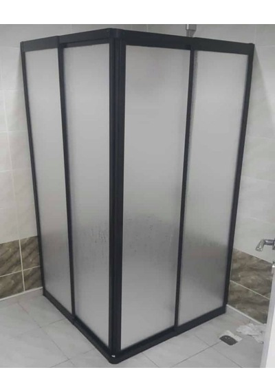 Teknesiz Kare Duşakabin Siyah Profil Plastik Cam H180CM Siyah