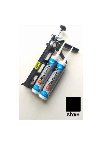 Siyah Silikonize Mastik / Çekomastik 2 Adet + Silikon Tabancası