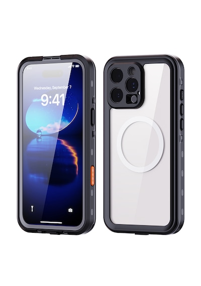 Apple Uyumlu iPhone 16 Pro Max Kılıf 360 Ön Ve Arka Koruyucu Kapak Su Geçirmez 1-1 Silikon Zırhlı Kapak Siyah