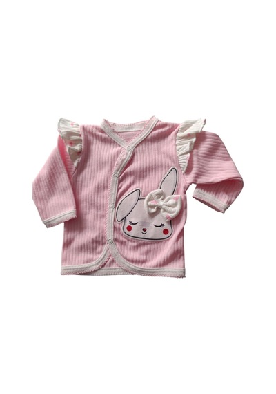 Kız Bebek Zıbın, Hastane Çıkışı Çocuk Penye Tavşanlı 3 Lü Set Pembe