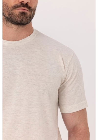 Sabri Özel Sütlü Kahve %100 Pamuk Bisiklet Yaka Düz Renk Basic T-shirt