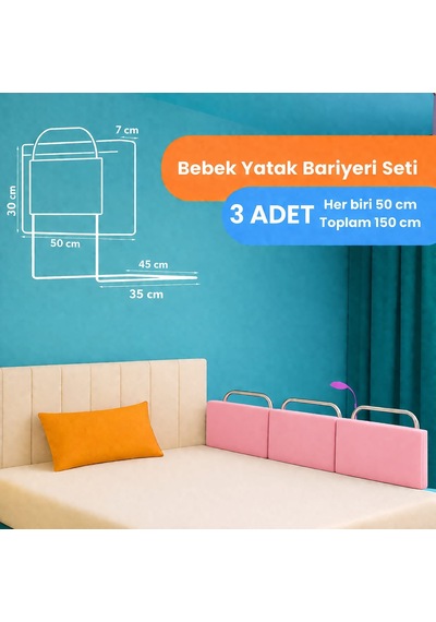 Miralay Yeni Nesil Yatak Bariyeri 50 x 30 CM Pembe 3 Adet