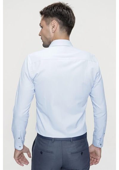 Efor Slim Fit Pamuk Saten Klasik Mavi Gömlek Gk 624 Mavi